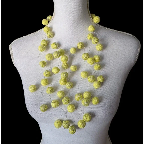 Beyond Threads Recycled Textile Necklace Chartreuse Yellow Green Art to Wear